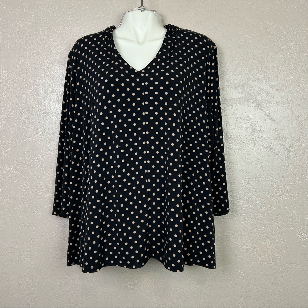 Worthington Black and White Polka‎ Dot Blouse